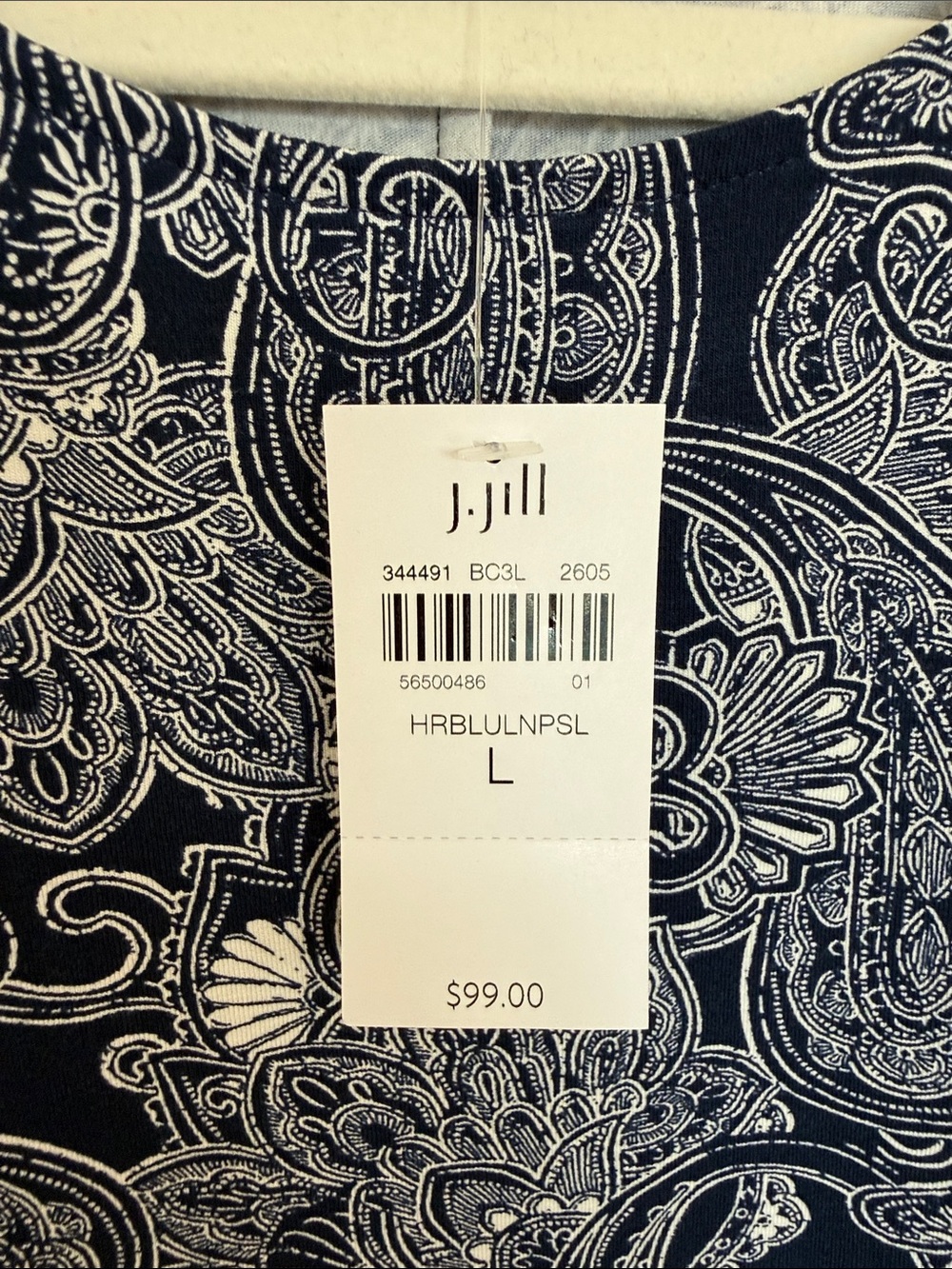 J. Jill Wearever A-Line Sleeveless Dress Nvy and White Paisley size Large NWT - Picture 8 of 11